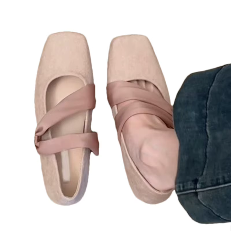 Nouvelles Chaussures Plates pour Femmes à Bout Carré
