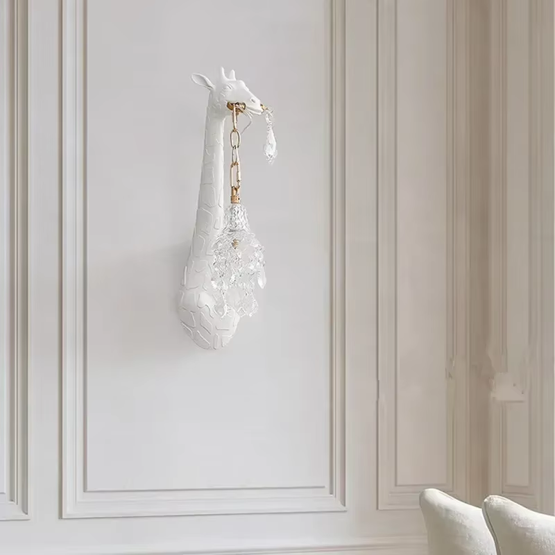 Nordique nouvelle résine girafe mur LED lumière chambre tête de lit couloir étude lampe G9 ampoules hôtel salon atmosphère décor éclairage