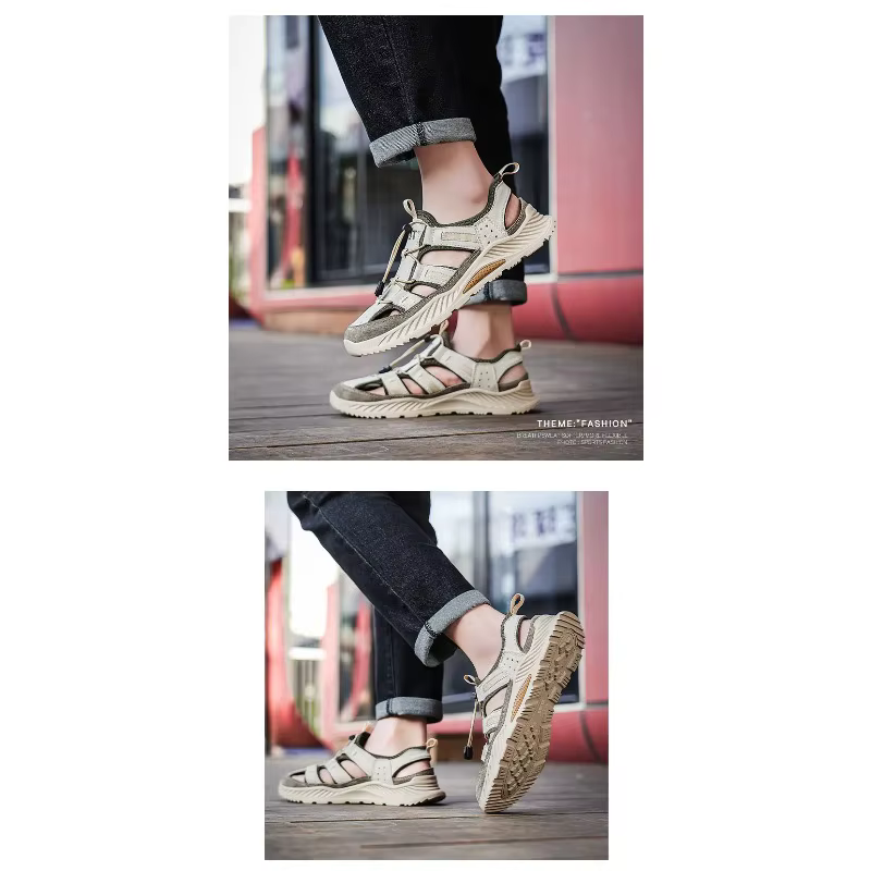 Sandales de randonnée fermées pour hommes en daim