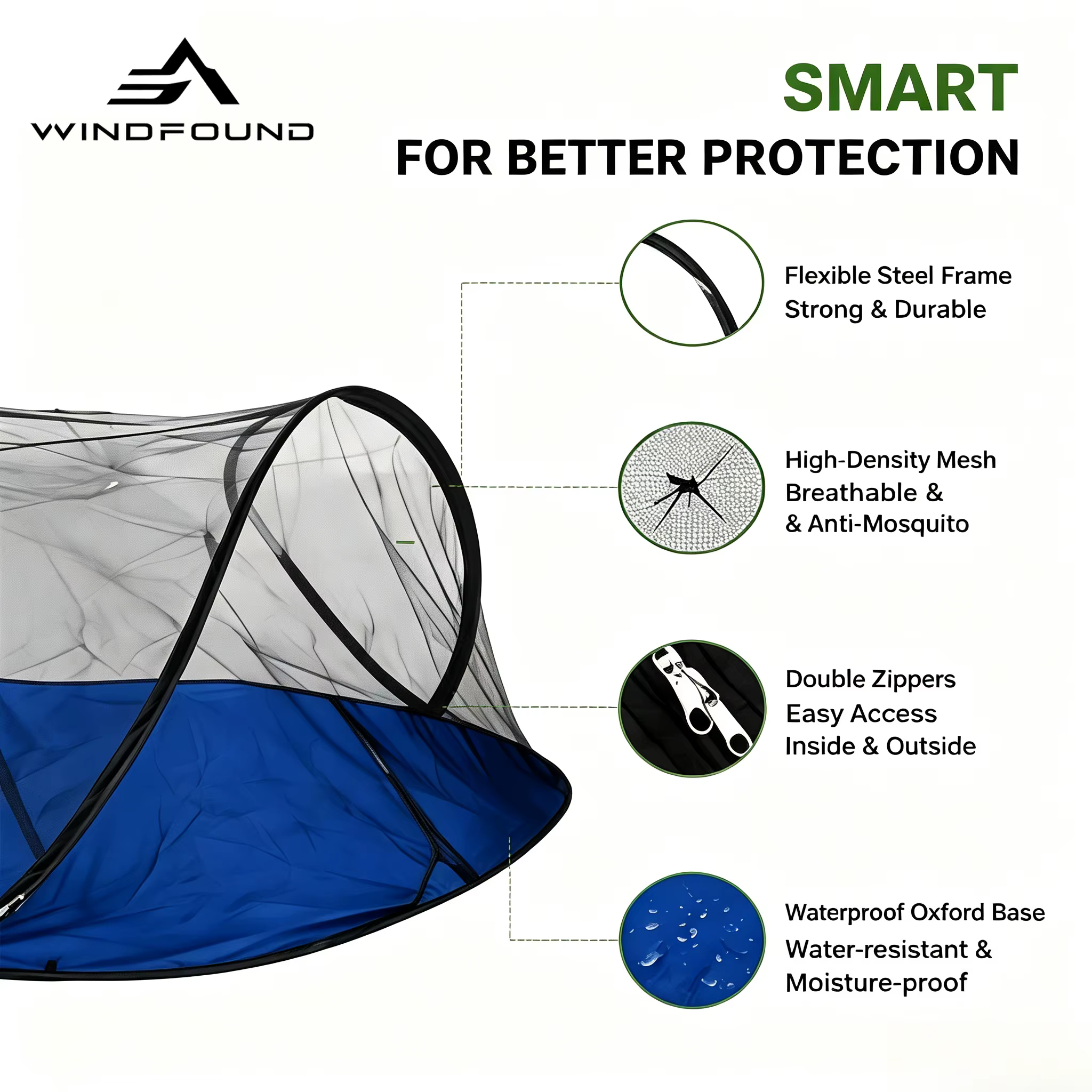 Tente anti-moustiques portable instantanée pour le camping en extérieur