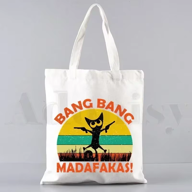 Pew Pew Madafakas sac fourre-tout unisexe sacs en toile sacs à provisions imprimé sac à bandoulière décontracté pliable