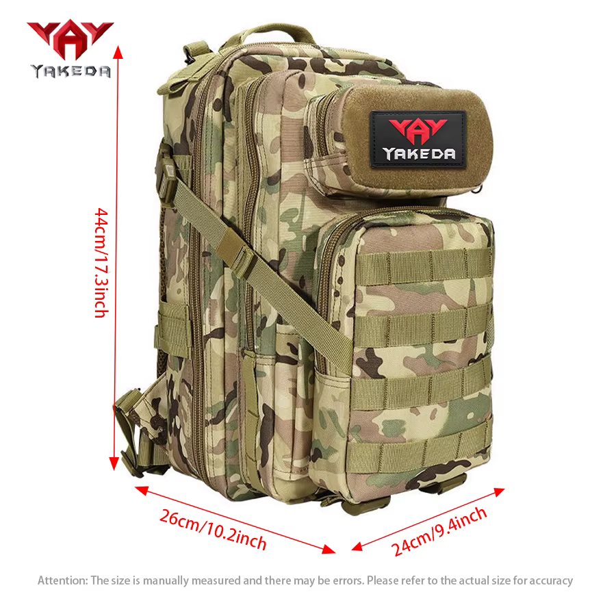 YAKEDA 26L Sac à dos de sport multifonctionnel Polyester 600D Matériau résistant aux déchirures et à l'usure avec poches multicouches