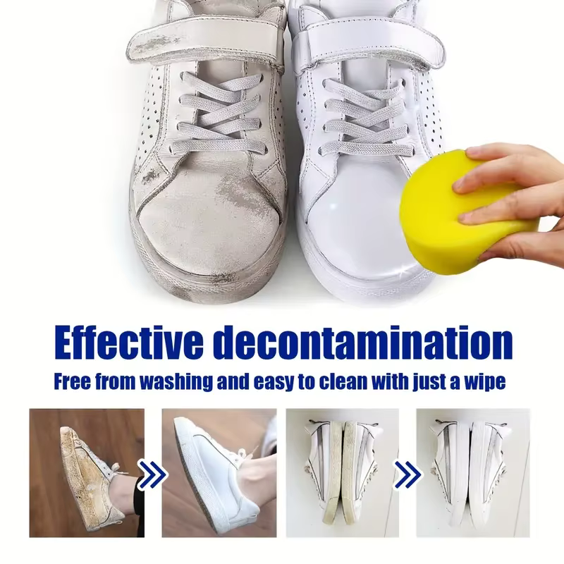 Pâte nettoyante pour chaussures blanche – Blanchiment et détachant polyvalent pour simili cuir, chaussures, sacs et intérieur de voiture