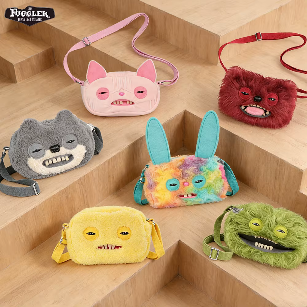 Sac bandoulière en peluche Fugglers Ugly Teeth Monster, petit sac mignon Fuggs, sac de rangement à bandoulière, pochette pour téléphone, appareil photo