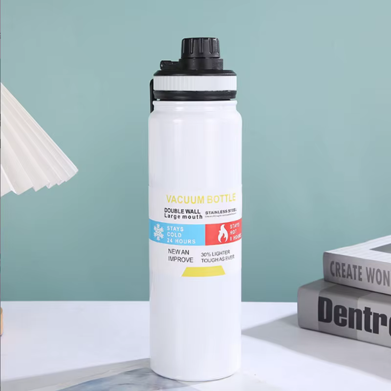 Flacon d'hydratation pour camping et randonnée avec couvercle – Bouteille d'eau en acier inoxydable