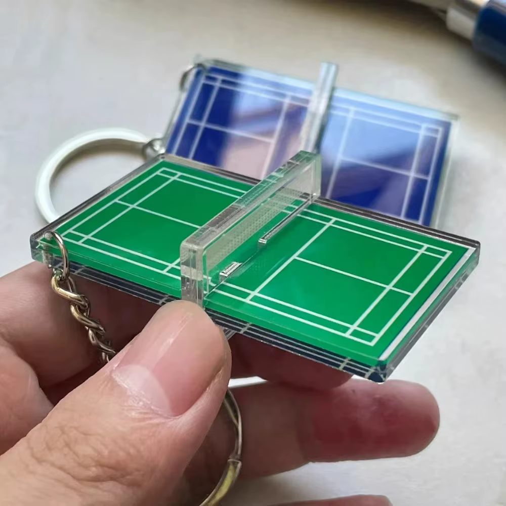 Porte-clés de Tennis de Badminton en acrylique Double face, Mini porte-clés de sport 3D, pendentif de sac, porte-clés de voiture de Tennis de Table, cadeau Souvenir