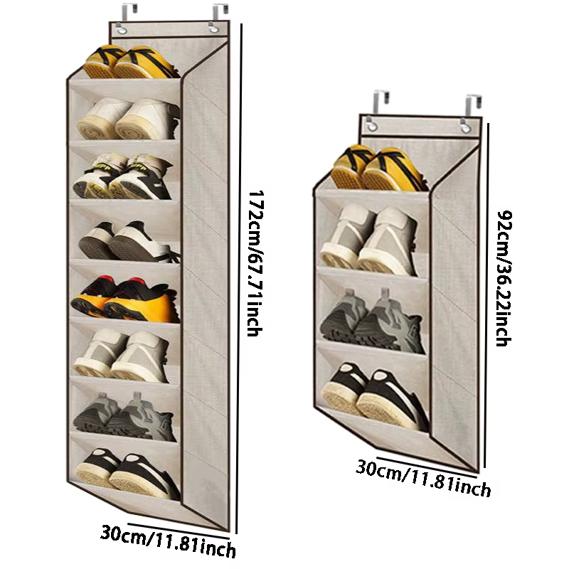 Porte-chaussures suspendu pour porte étroite, modèle compact, 4 ou 8 niveaux, pour dortoir et rangement de chaussures dans les portes étroites