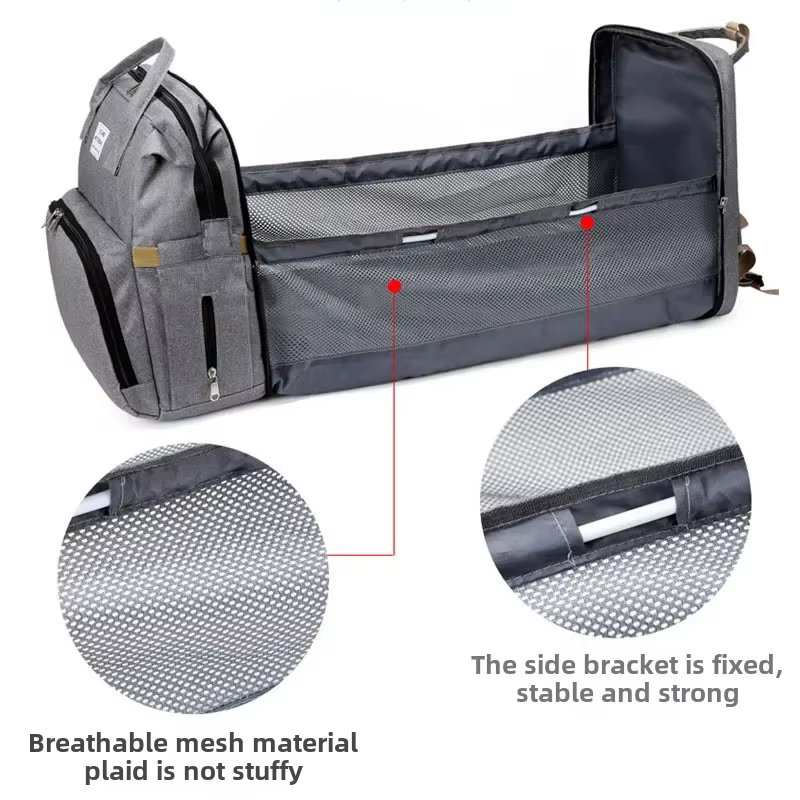 1PC nouveau sac de maman pour utilisation en extérieur lit pliant portable pour dormir mère et bébé sac à dos, sac à dos de grande capacité, sac de maman