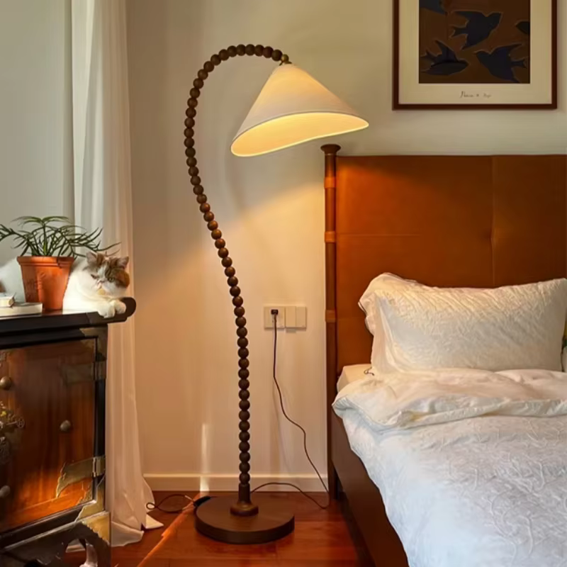 Lampe sur pied ARC moderne en bois rétro pour salon