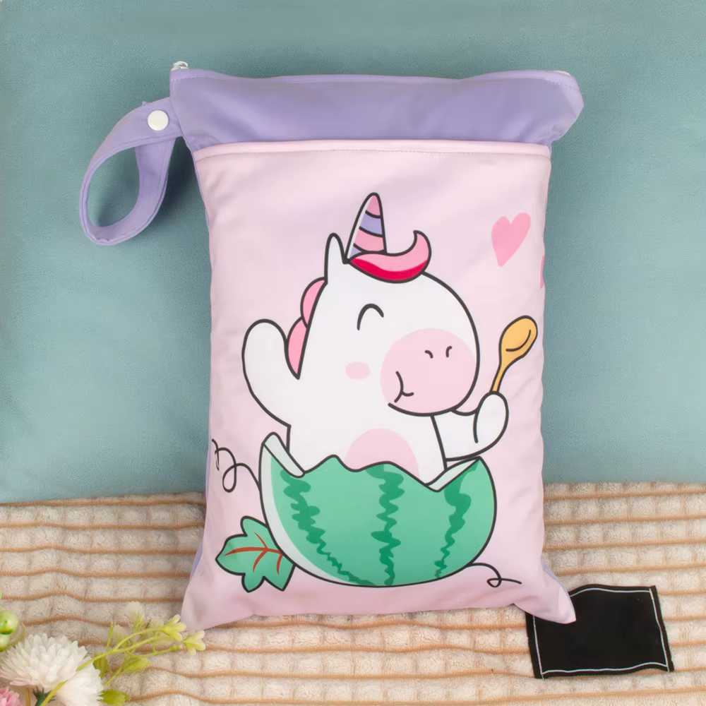 Sac à couches réutilisable imperméable à l'eau avec deux fermetures à glissière