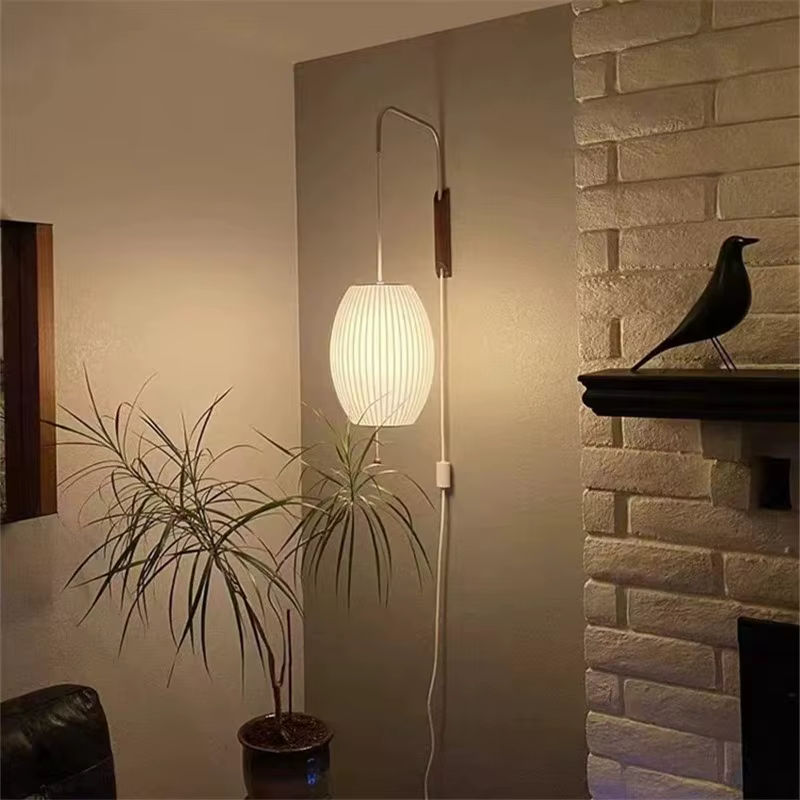 Nelson bulle applique E27 japonais soie applique pour salon décoratif mur étude allée chambre lampe de chevet