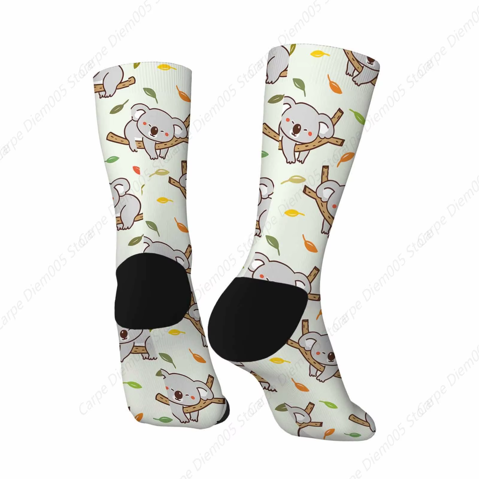 Animal Koala drôle nouveauté fou équipage chaussettes branche feuille faune mignon Nature hommes