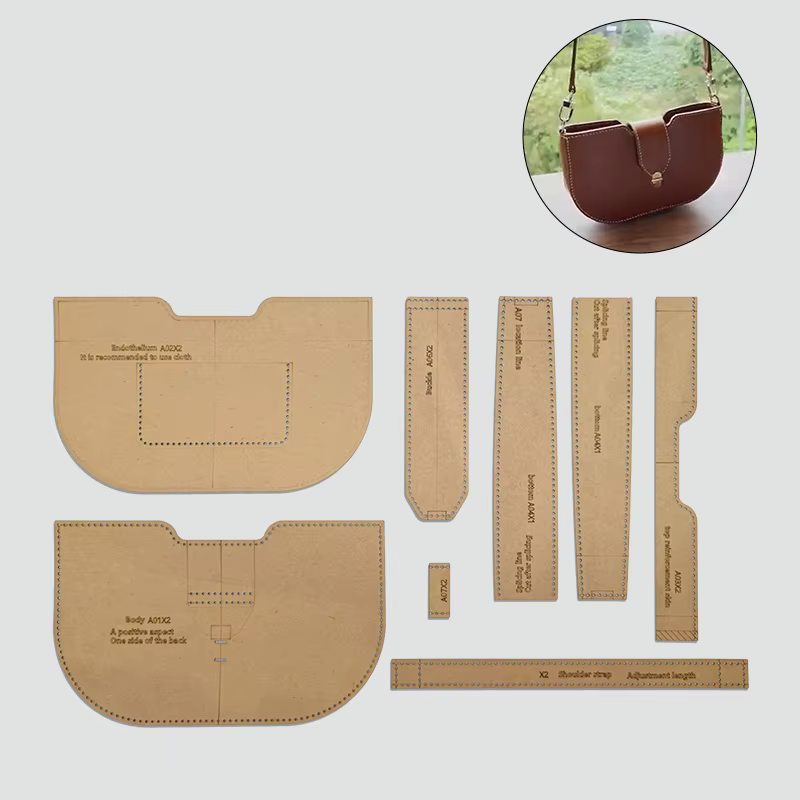 NUBECOM 8 pièces – Modèles de sacs à main et sacs à bandoulière pour femmes en papier kraft, patrons de couture, gabarits de modèles pour artisanat du cuir DIY
