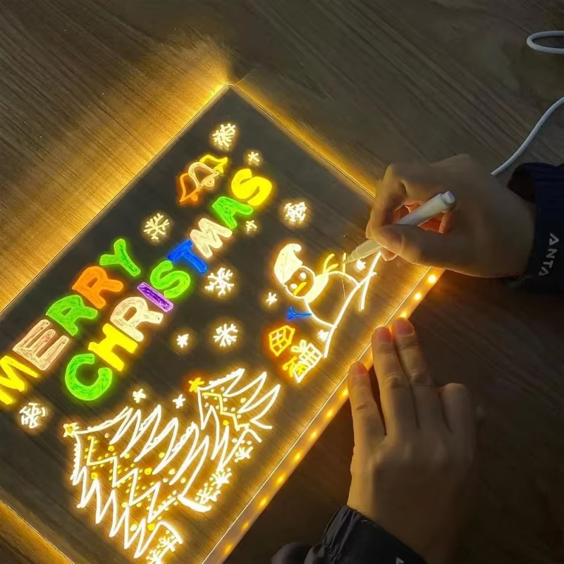 Lampe LED personnalisée, tableau de messages en acrylique, effaçable, USB, planche à dessin pour enfants, veilleuse de chambre à coucher, cadeau d'anniversaire pour enfants