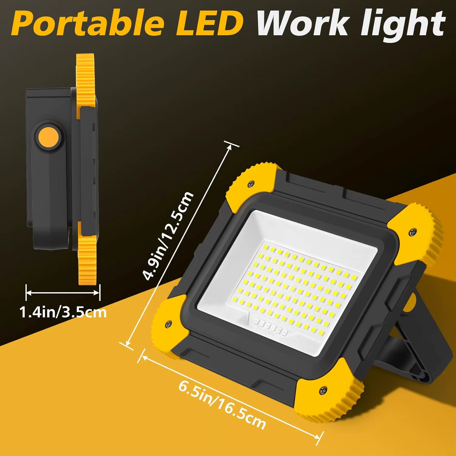 Projecteur de travail LED 5 modes, projecteur de Construction Portable, lampe de Camping Rechargeable pour Site, Garage, atelier, pêche d'urgence