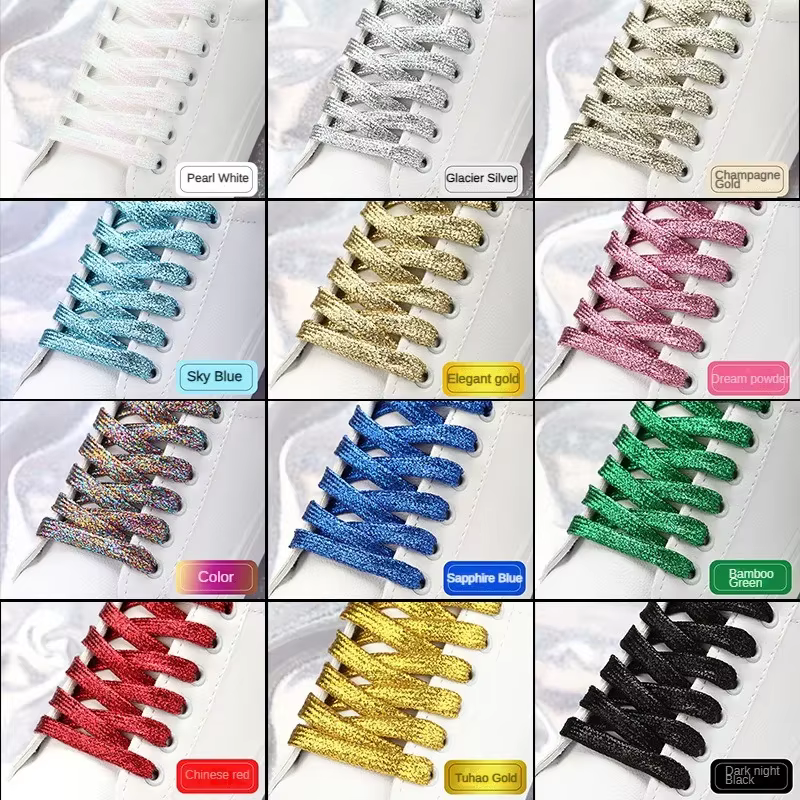 19 couleurs brillant or et argent lacets lumineux colorés 100-140 cm baskets lacets bottes lacets lacets chaîne