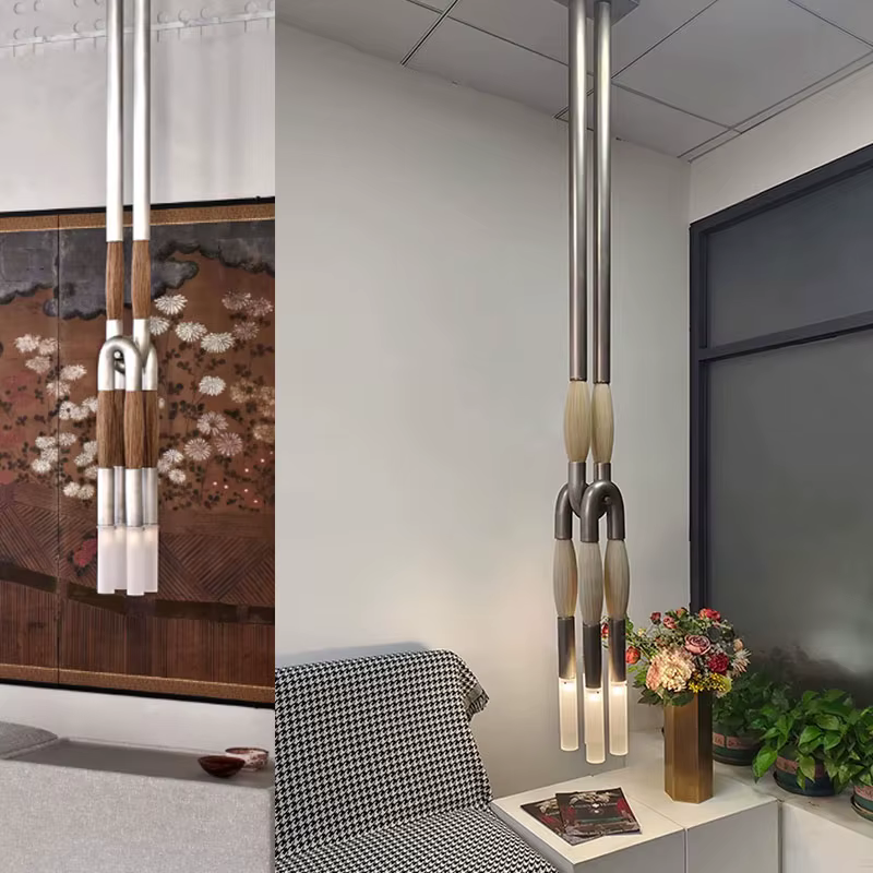 Appareil-chapeau en laiton Led lustre américain Vintage marron cuivre suspension pour chambre salle à manger salon appliques