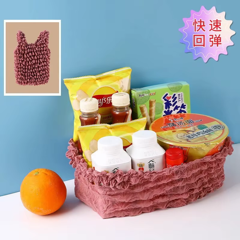 Sac de courses élastique ananas, sac fourre-tout plissé extensible magique, grande capacité, sac à bulles esthétique pour les courses