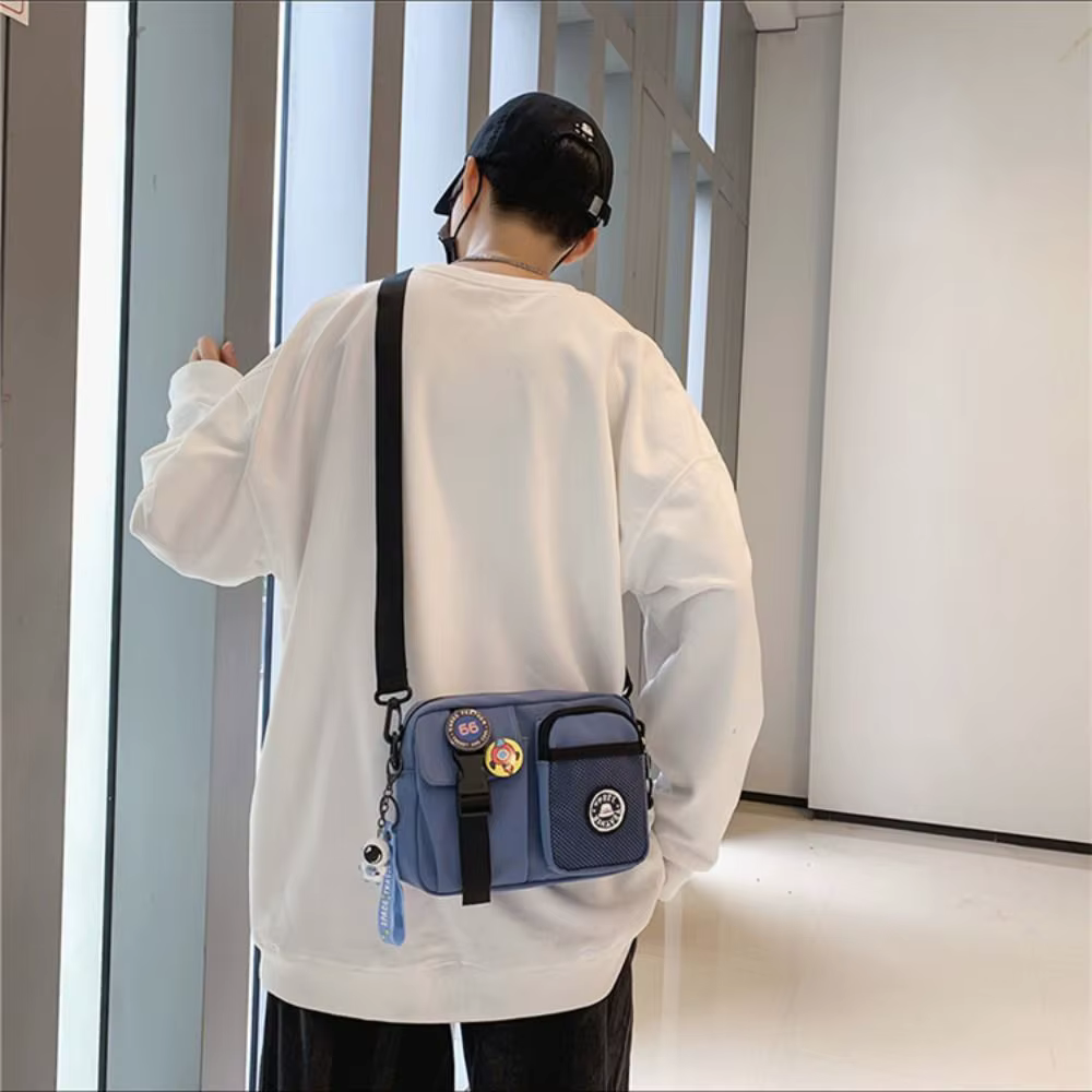 Petit sac à bandoulière en toile à séchage rapide, Portable Harajuku pour hommes, pochette à fermeture éclair, sac pour téléphone Portable décontracté unisexe