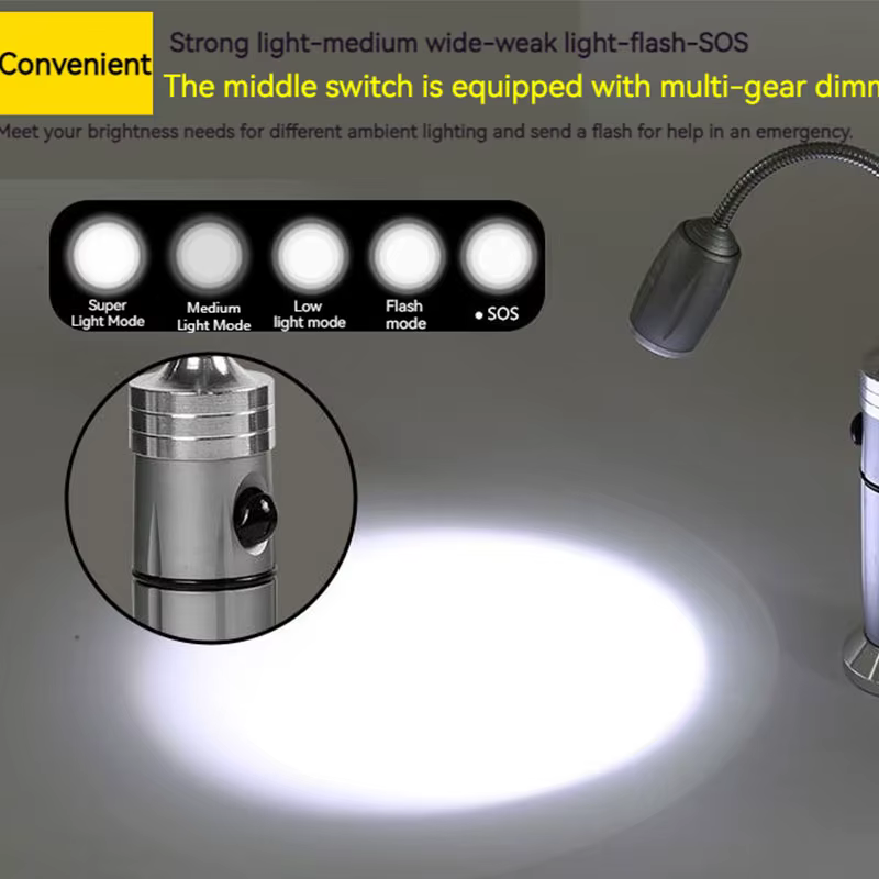Lampe de poche LED pour barbecue d'extérieur, Zoomable, Super lumineuse, réglable à 360 degrés °   Torche de travail d'urgence de camping avec base magnétique