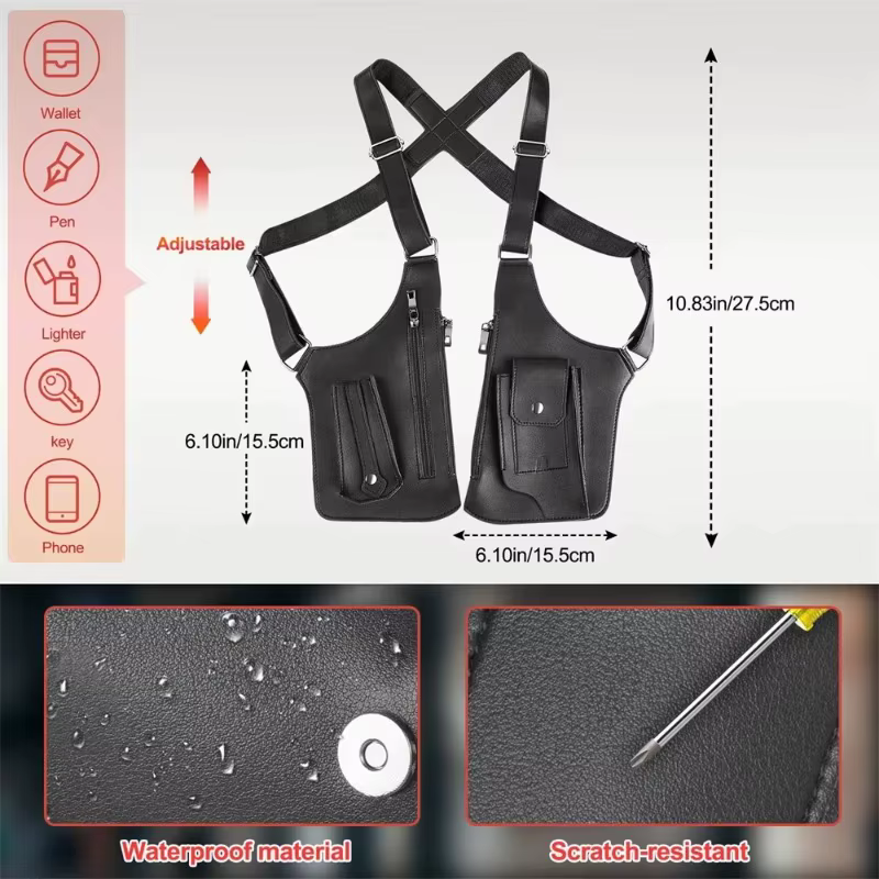 Sac de poitrine en cuir PU avec sangle réglable