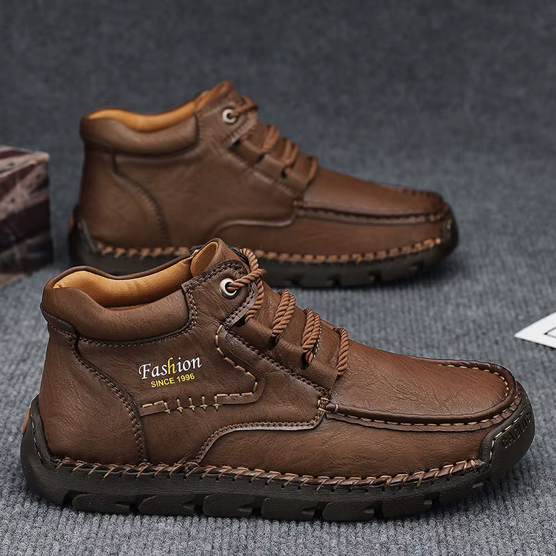 Chaussures de travail décontractées à semelle épaisse cousues à la main pour l'automne et l'hiver