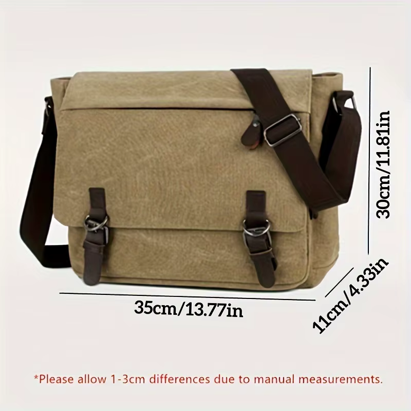 Sac messager en toile rétro pour hommes, grand sac à bandoulière, sac à bandoulière décontracté pour accrocher les déplacements quotidiens, sac d'école, sacs d'université