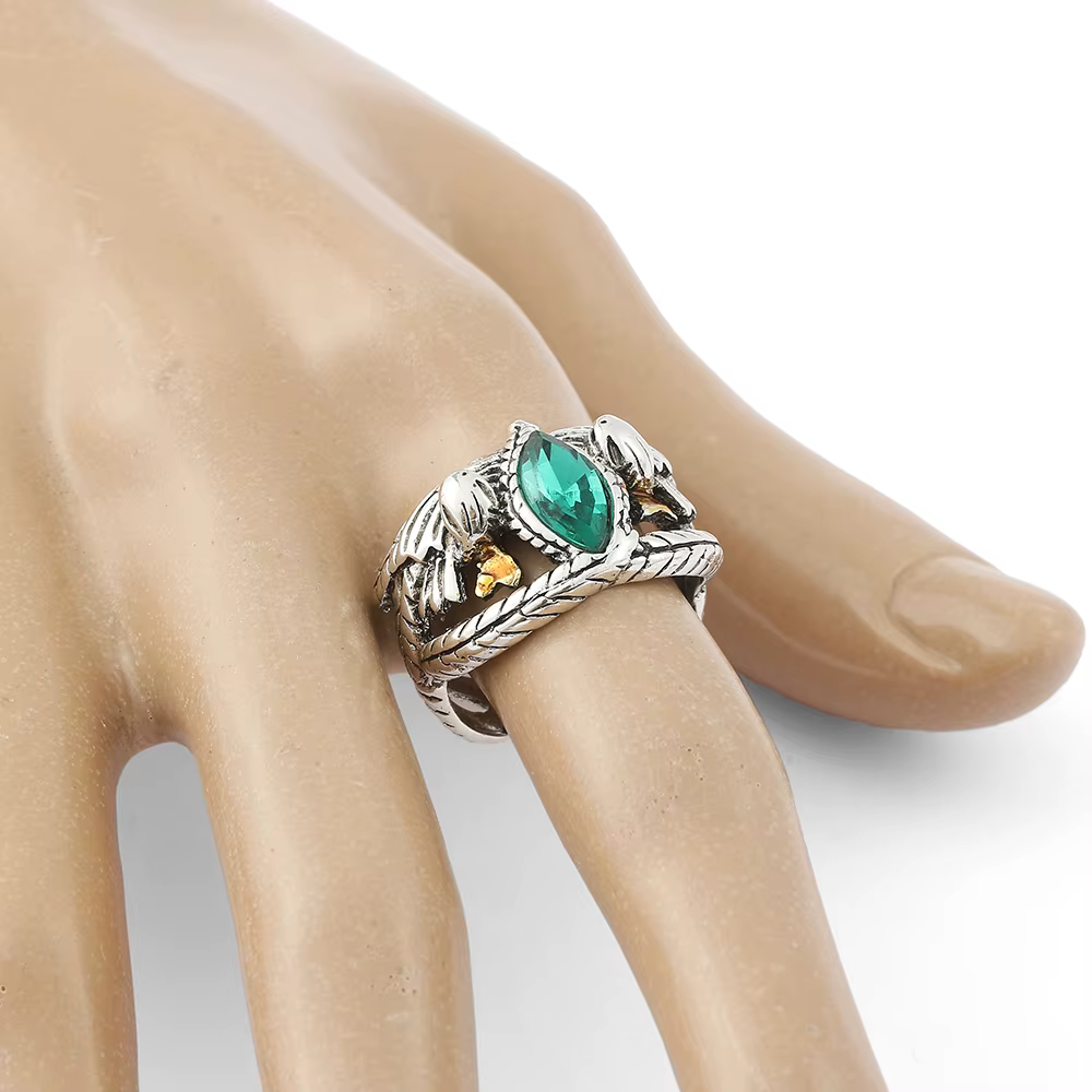 Bague de seigneur de Barahir, Aragorn, Gondor, bagues en cristal vert, créativité cosplay, bijoux de personnalité, cadeaux pour hommes