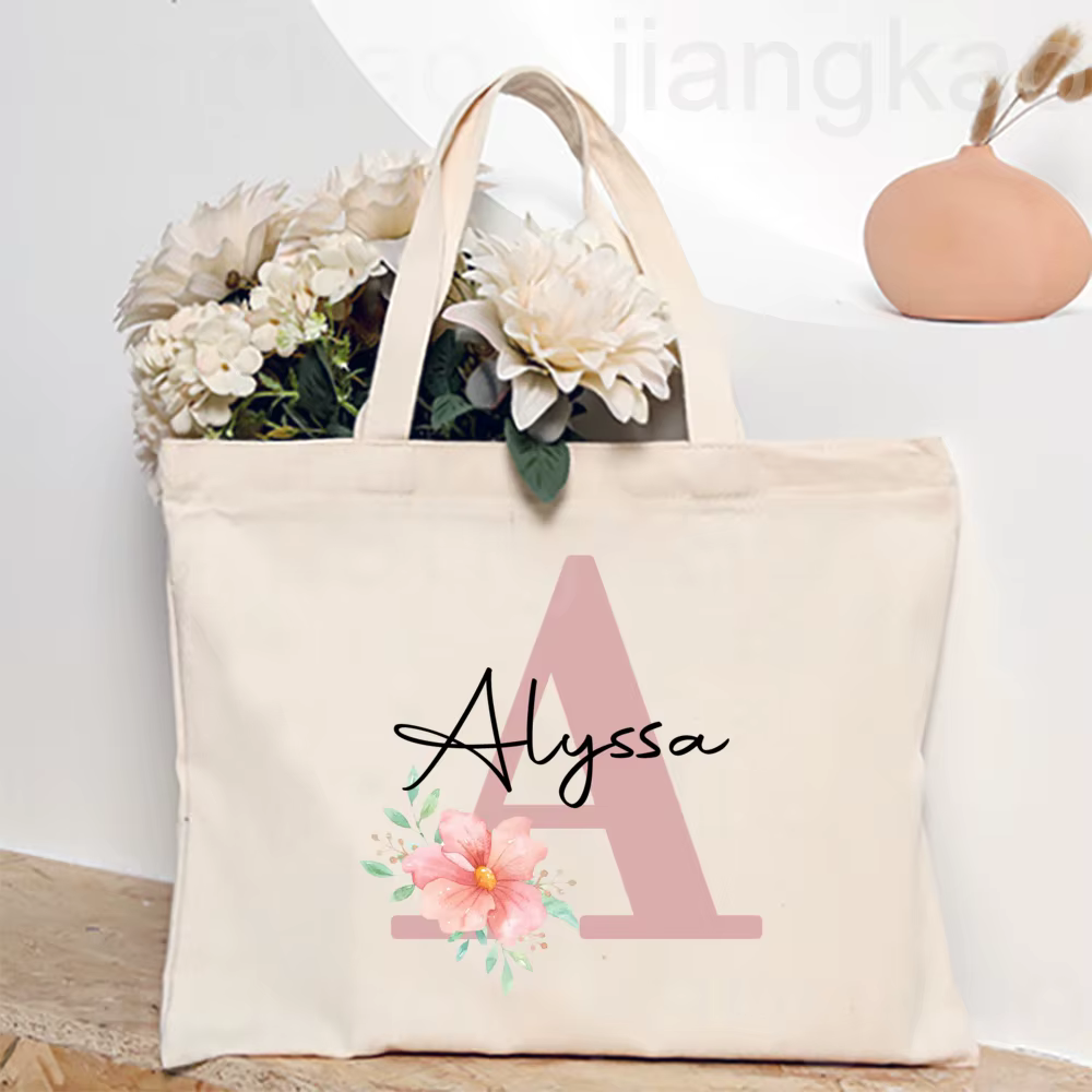 Sac fourre-tout personnalisé avec nom pour femmes, sacs à bandoulière en toile, sac de Shopping monogramme, sacs à main, cadeaux d'anniversaire et de mariage pour elle