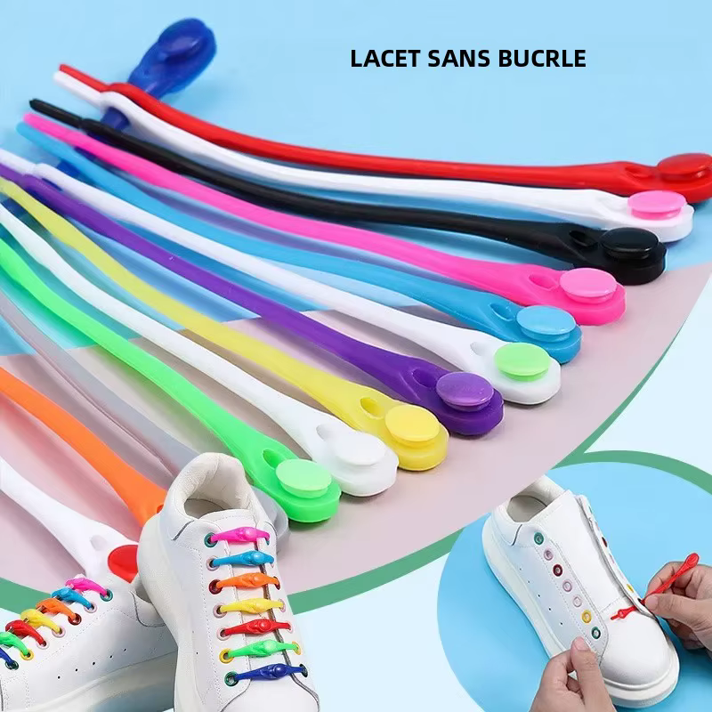 12 lacets de chaussures unisexes en silicone