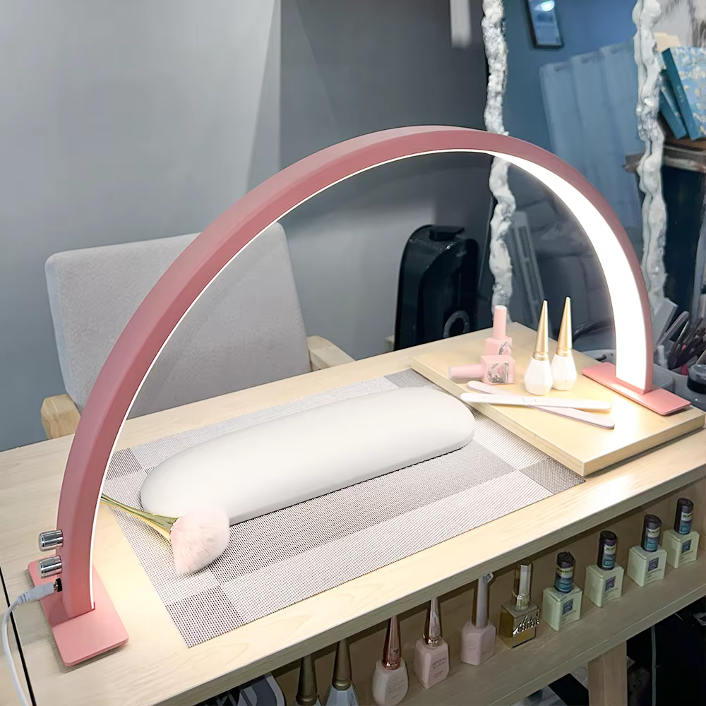 Nouvelle Lampe Demi-Lune 50W pour Ongles avec Interrupteur Rotatif 29 pouces, Lampe de Bureau pour Ongles, Salon de Beauté, Cils, Manucure, Lumière LED Demi-Lune Dimmable