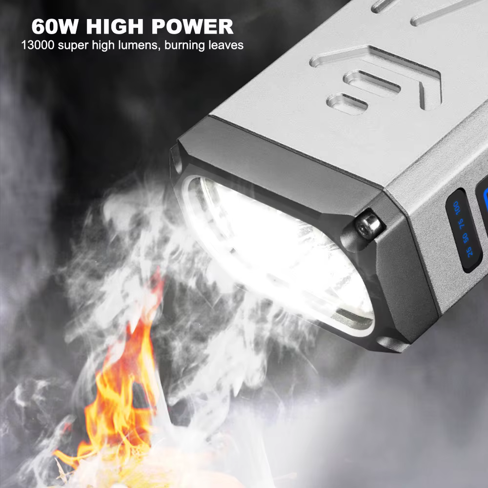 Asafee 13000LM lumière LED lampe de poche EDC 60W puissance brûlante feuille lampe torche Rechargeable lanterne étanche 10000mAh batterie travail