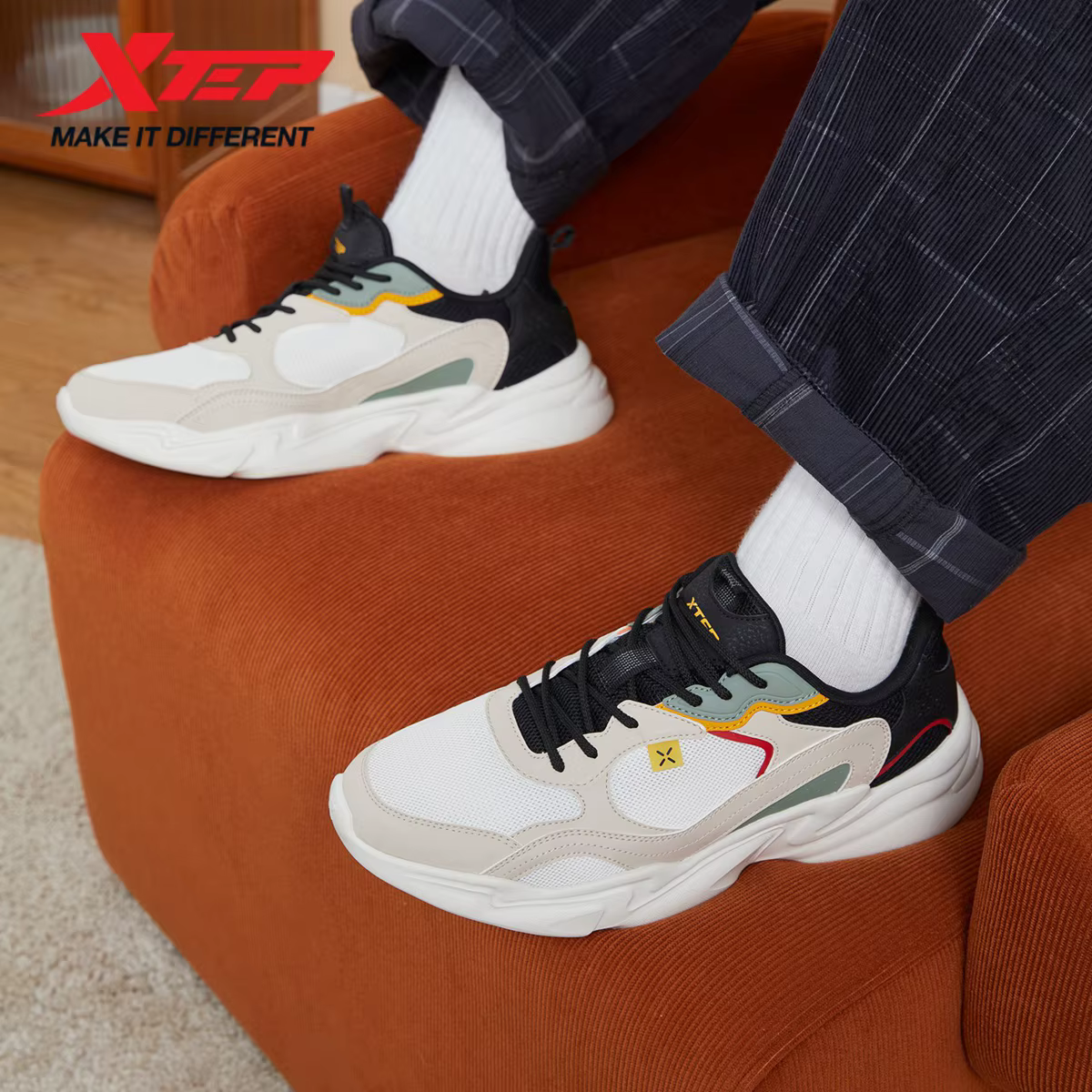 Xtep chaussures de marche pour hommes décontracté mode Trekking soutien extérieur confortable respirant léger maille baskets 878319320066