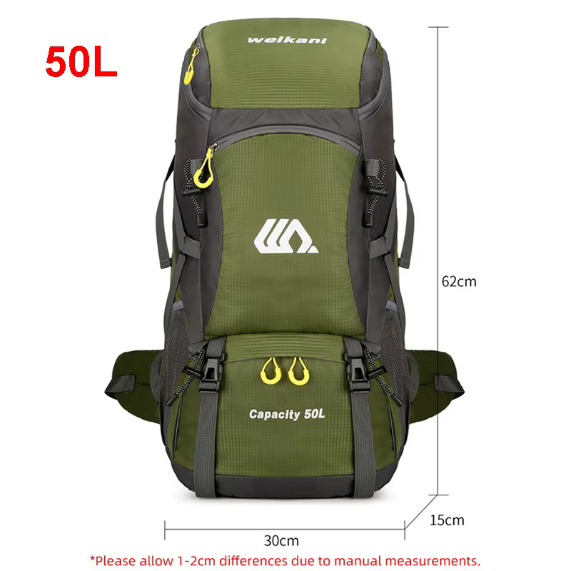 Sac à dos de voyage 50L Camping Hommes Grand Randonnée Sac à dos Touristique Imperméable Sac de sport de plein air Escalade Alpinisme Bagages