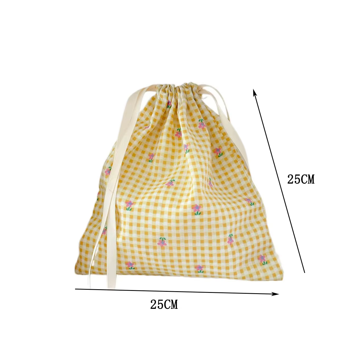 Sac à cordon jaune à motif floral