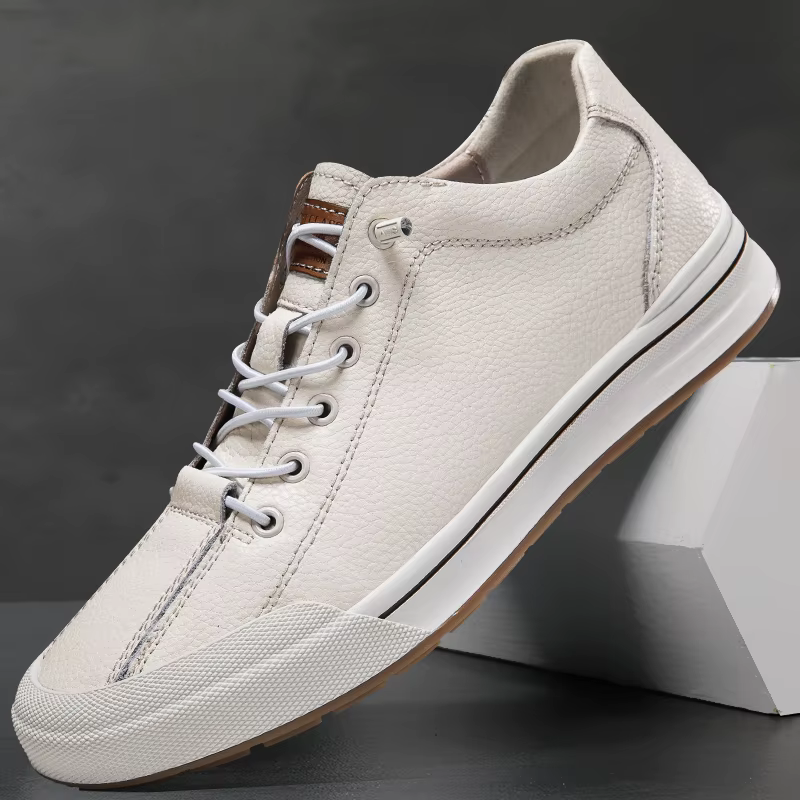 Chaussures de marche en cuir véritable de Style britannique, chaussures d'extérieur avec ascenseur, semelles intérieures pour augmenter la hauteur, chaussures vulcanisées à lacets