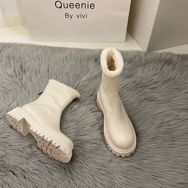 Bottes de neige courtes imperméables en velours pour femmes