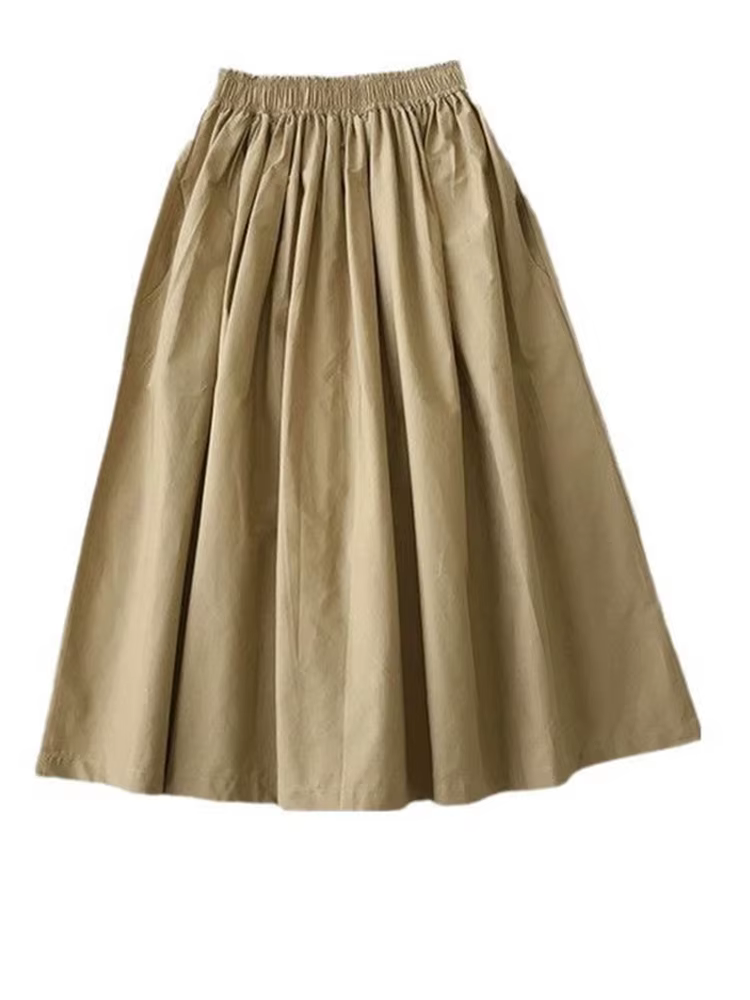 Jupe longue blanche pour femmes, taille haute, ligne a, longueur aux genoux, poches plissées, décontractées, élégantes, pour l'automne, 2025