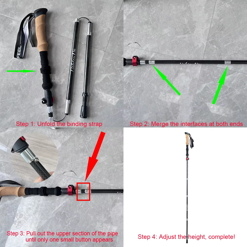 Bâtons de trekking ultralégers en fibre de carbone