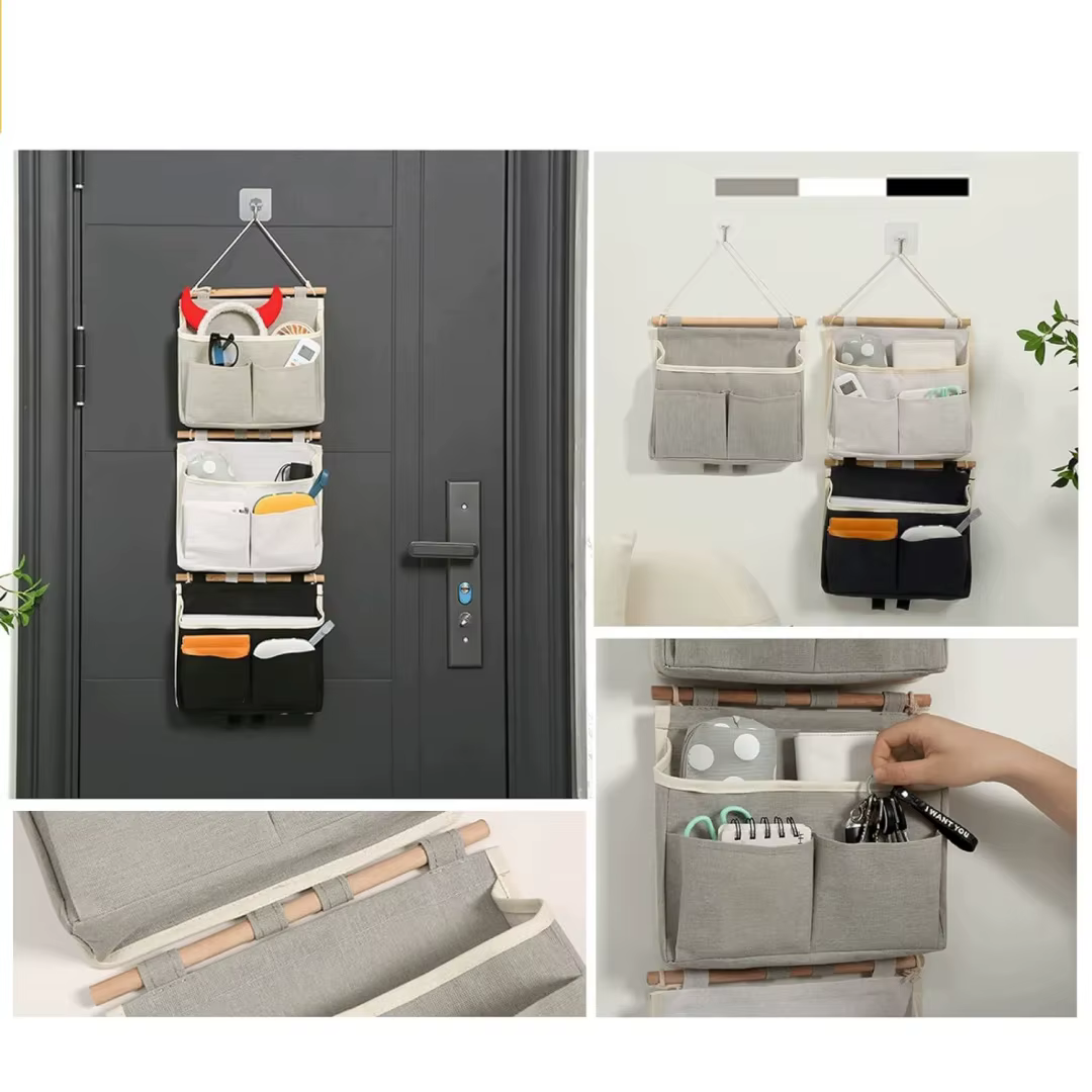 Sac de rangement mural suspendu, Sacs de rangement suspendus sur porte, Organisateur mural suspendable, Organisateur de fichiers et de magazines en lin imperméable pour chambre