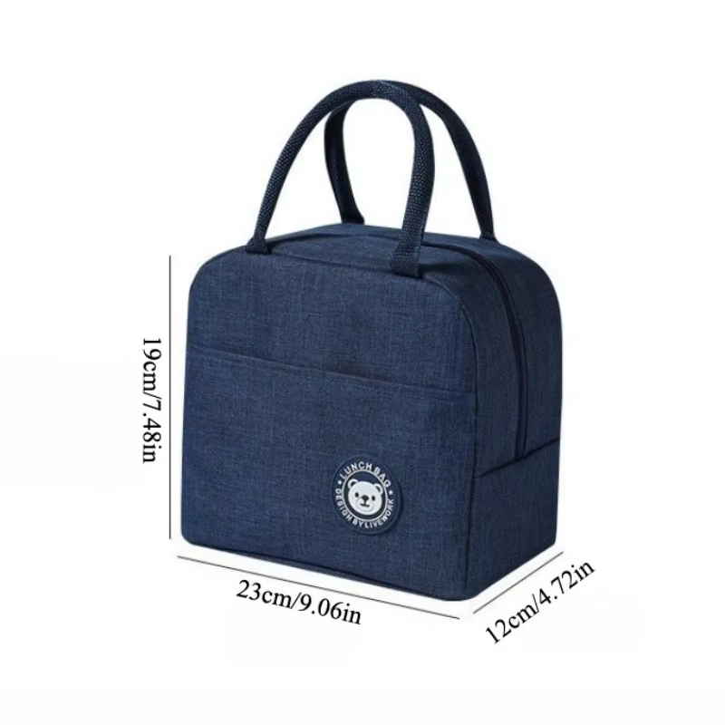 Sac à déjeuner isotherme en tissu Oxford, sac à déjeuner isotherme avec doublure en aluminium anti-fuite, fermeture éclair pour les trajets quotidiens