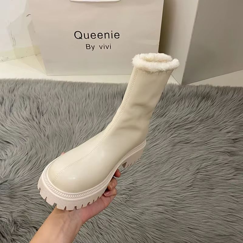 Bottes de neige courtes imperméables en velours pour femmes