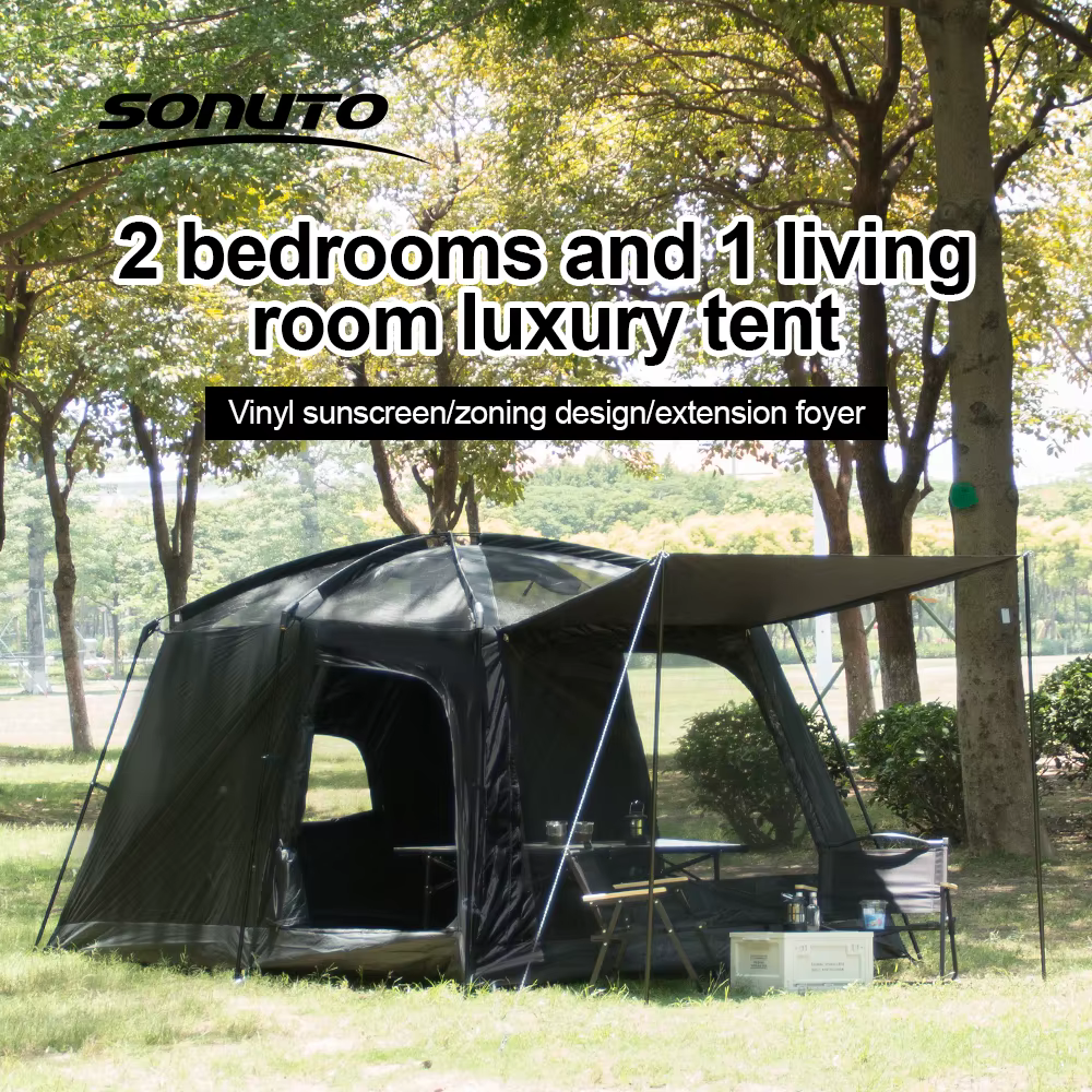 Tente familiale de Camping en plein air pour 3 à 12 personnes, Double couche surdimensionnée, 2 pièces, auvent épais et imperméable, équipement de tournée de camp familial