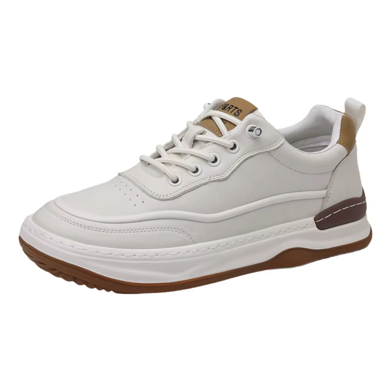 Chaussures décontractées en cuir pour hommes, style sportif, avec empeigne en cuir souple et respirant, semelle extérieure en caoutchouc légère, confortables pour le printemps