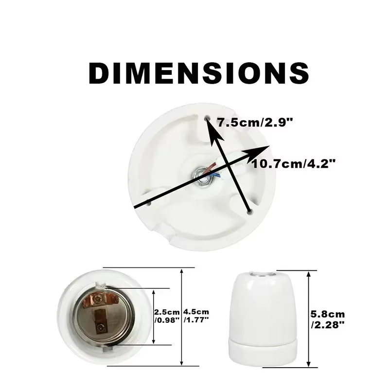 Capuchon de lampe Edison en céramique avec montage de plafonnier décoratif en céramique DIY, suspension décorative pour café et restaurant