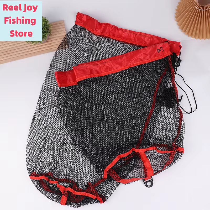 Sac de pêche pliable et portable avec cordon de serrage pour la capture et la collecte des poissons, en maille à petites mailles épaissie, équipement de pêche.