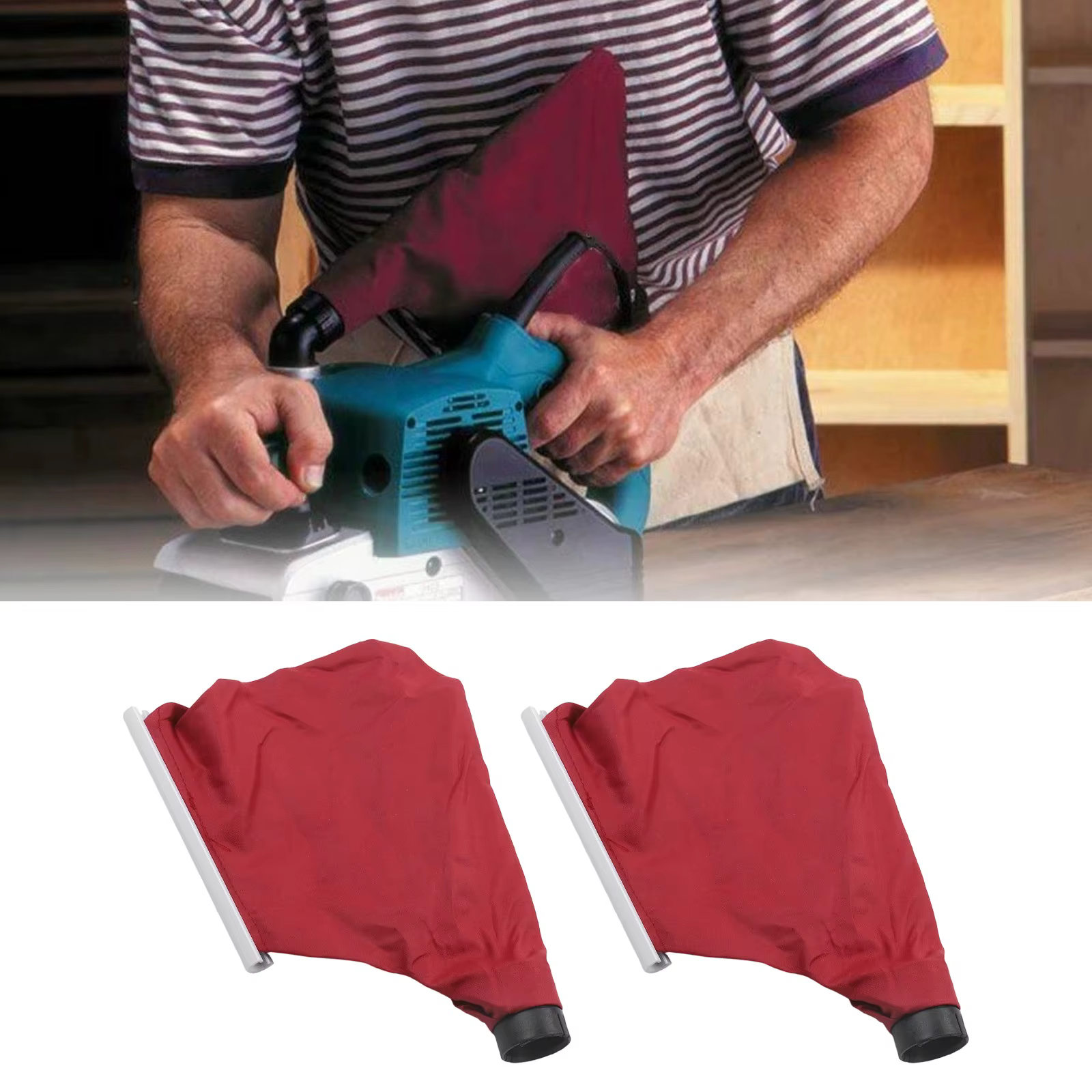Lot de 2 sacs anti-poussière pour pièces de ponceuse à bande, compatibles avec les modèles 9403 et 9401, collecteur de poussière en tissu et en plastique rouge noir