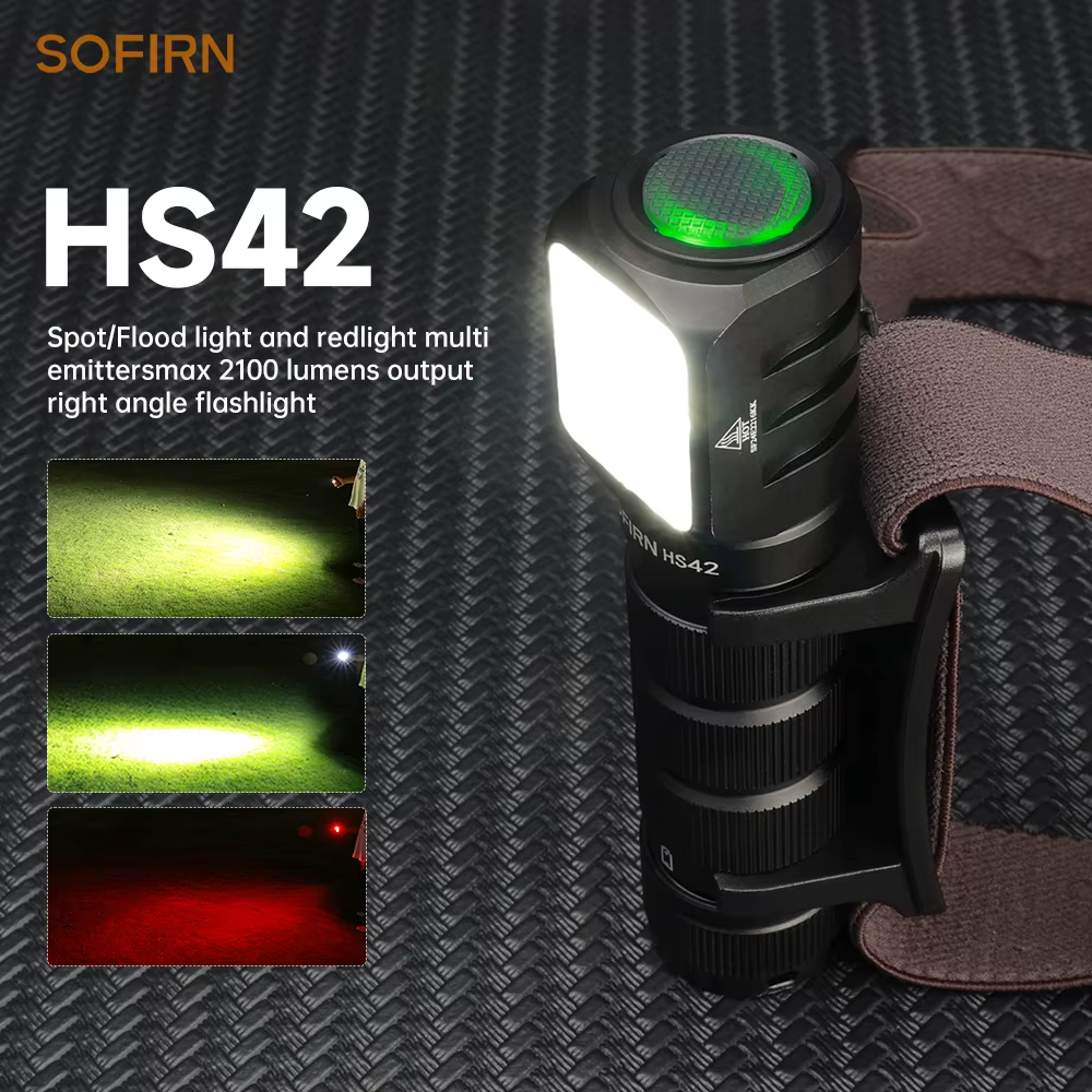 Sofirn HS42 lampe frontale SST40 18650 USB C torche Rechargeable 2100lm 6 LED avec projecteur de lumière rouge