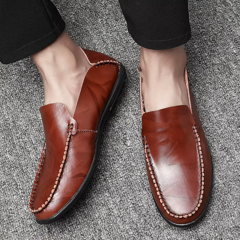 Chaussures pour hommes en cuir véritable souple de haute qualité, mocassins décontractés à enfiler, confortables et paresseux, grandes tailles 47 et plus, souples