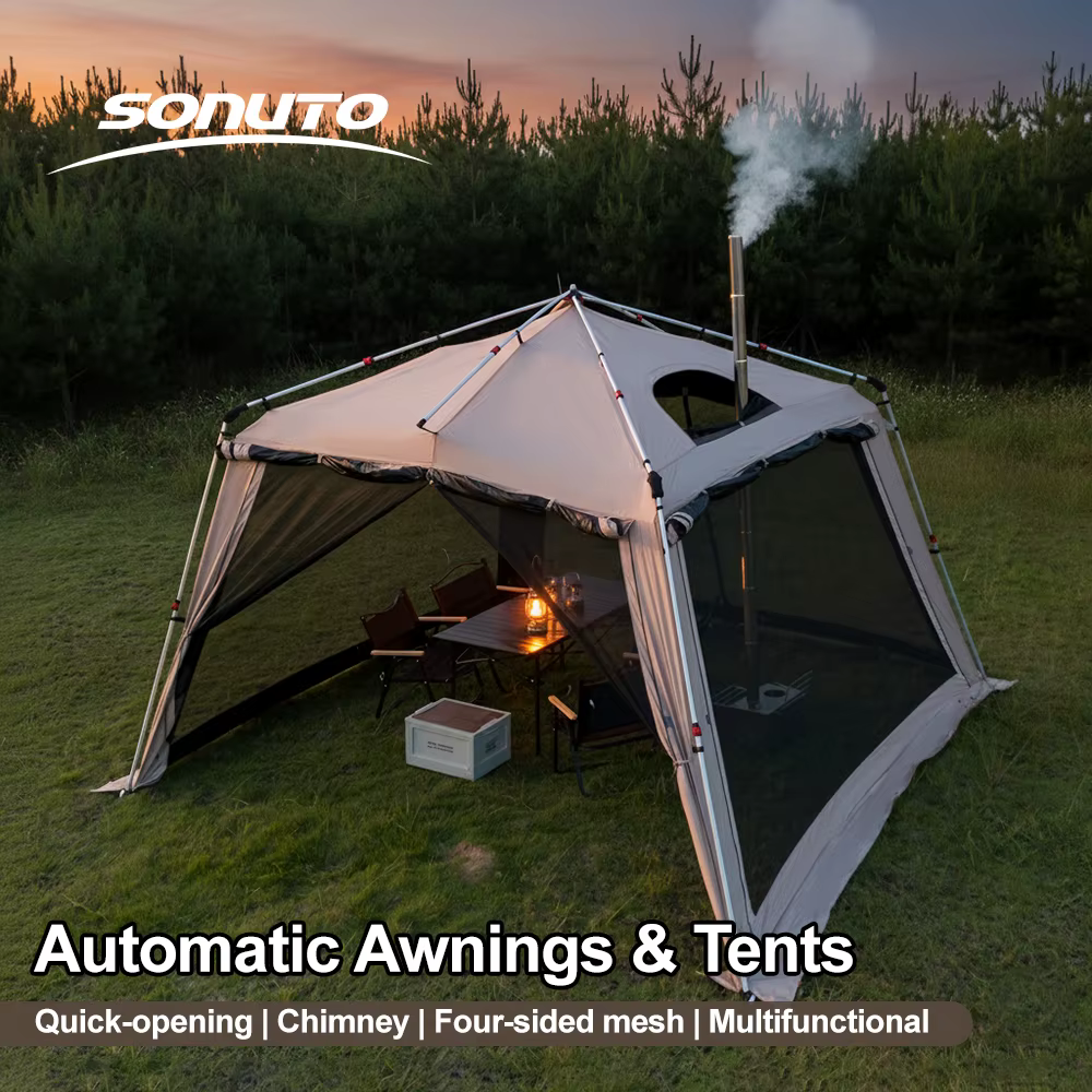 Tente de Camping en plein air avec cheminée